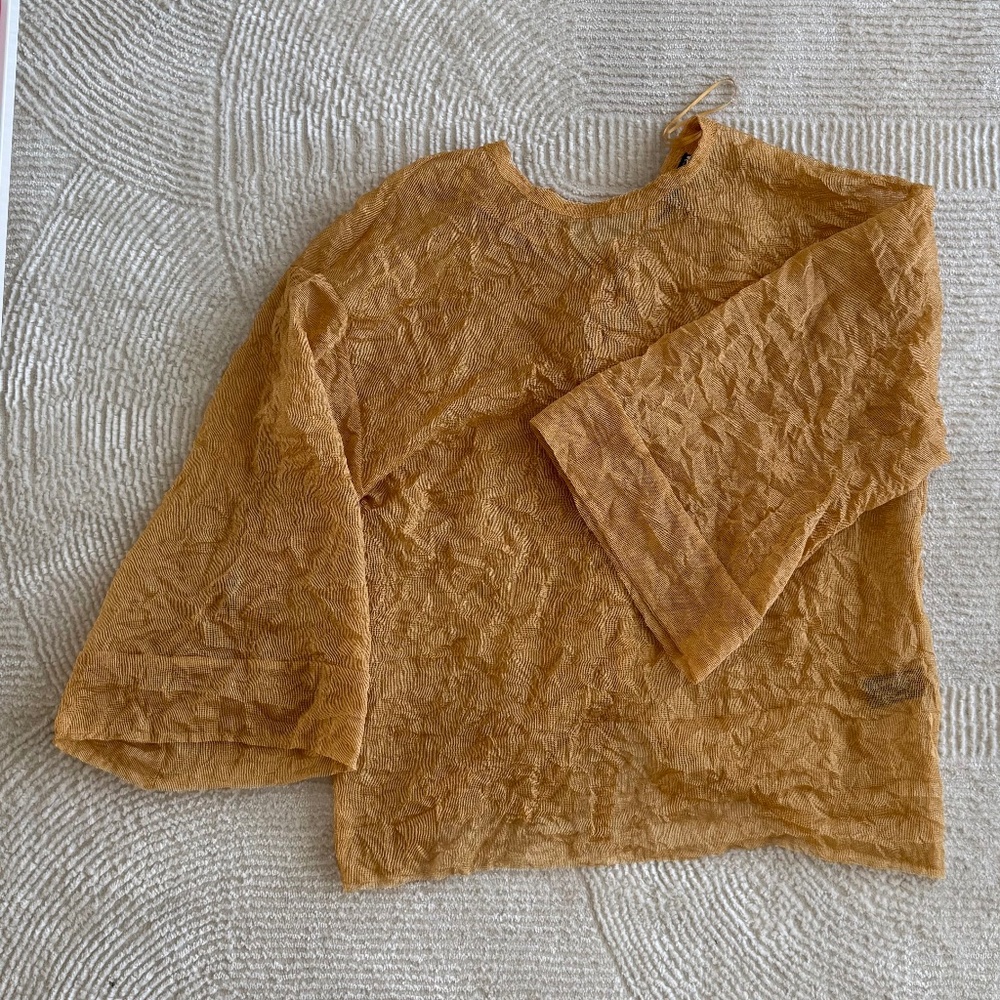 Zara Wrinkled Kimono Top Sz S Golden - Picture 3 of 8